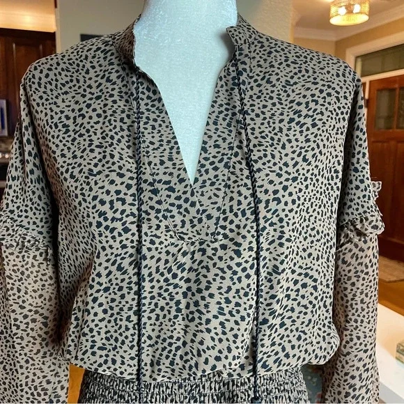 Aqua Printed Ruffle Mini Dress Brown Leopard Print Bloomingdale’s Size S - Picture 12 of 16